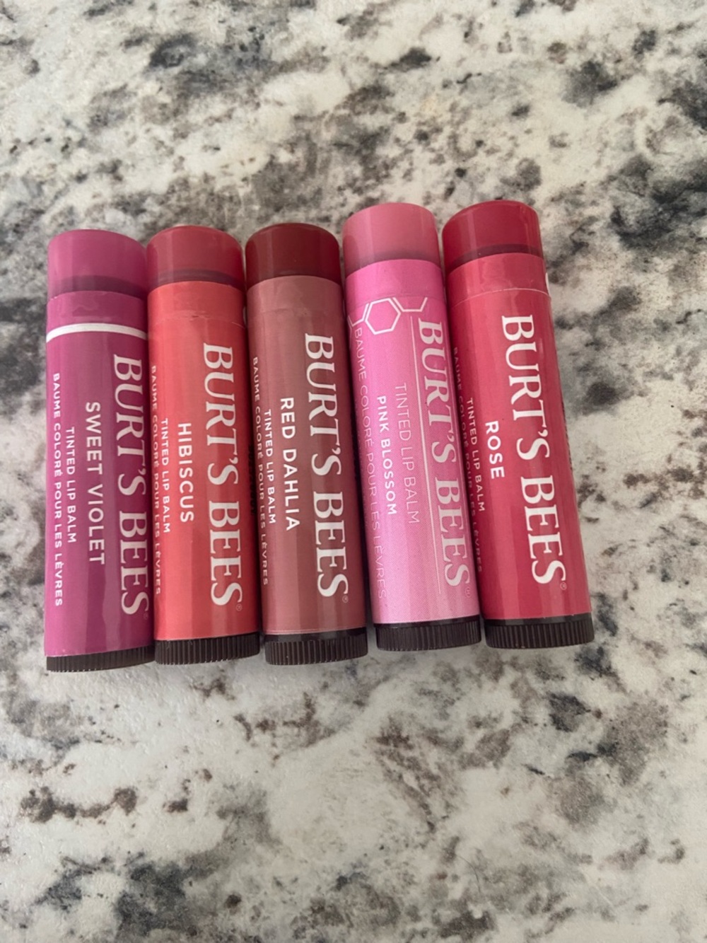 Burt's Bees Tinted Lip Balm Set - Violet, Coral, Mauve, Light Pink, Rose